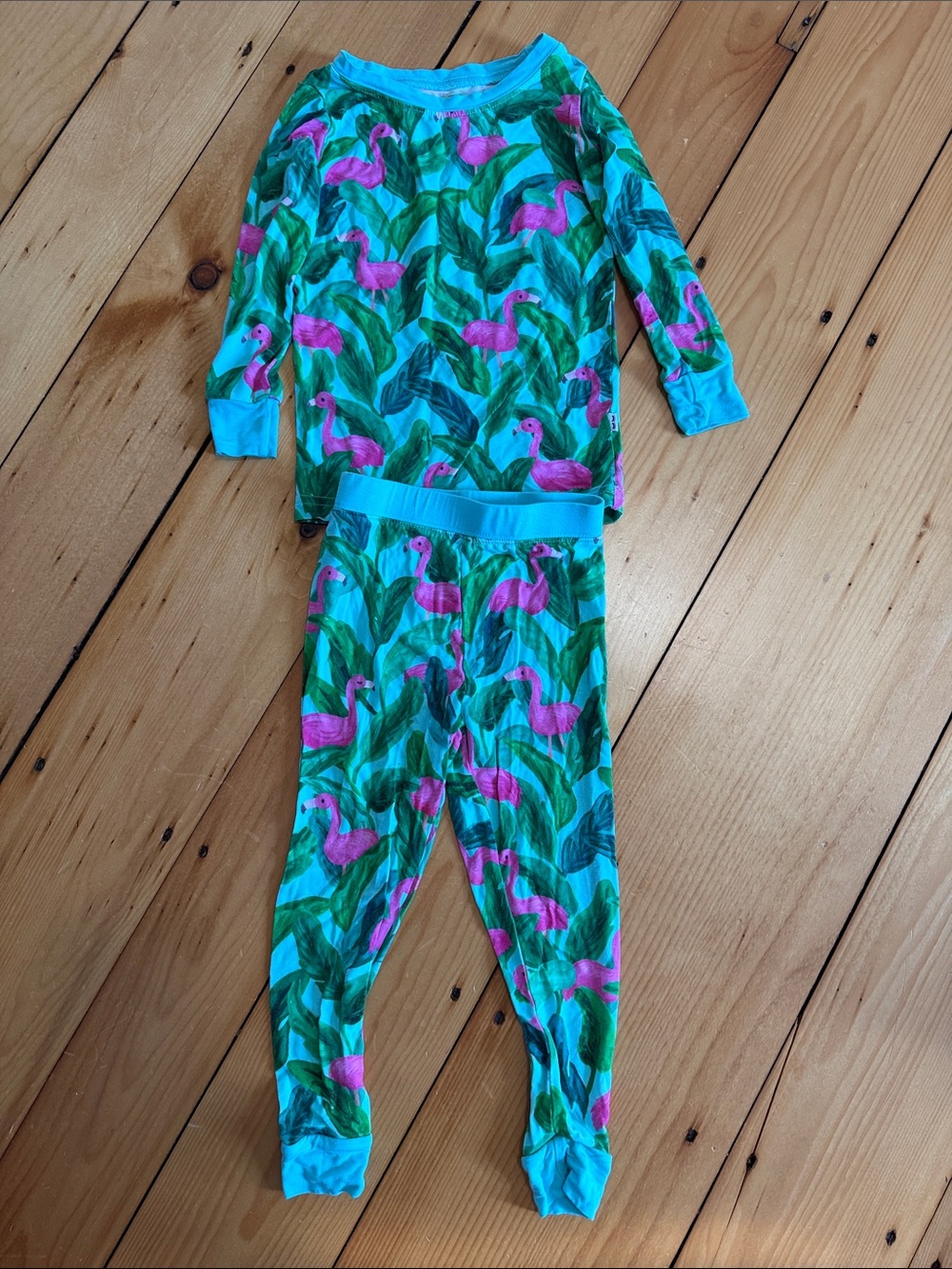 Little Sleepies Turquoise and Pink Flamingo Pajama Set